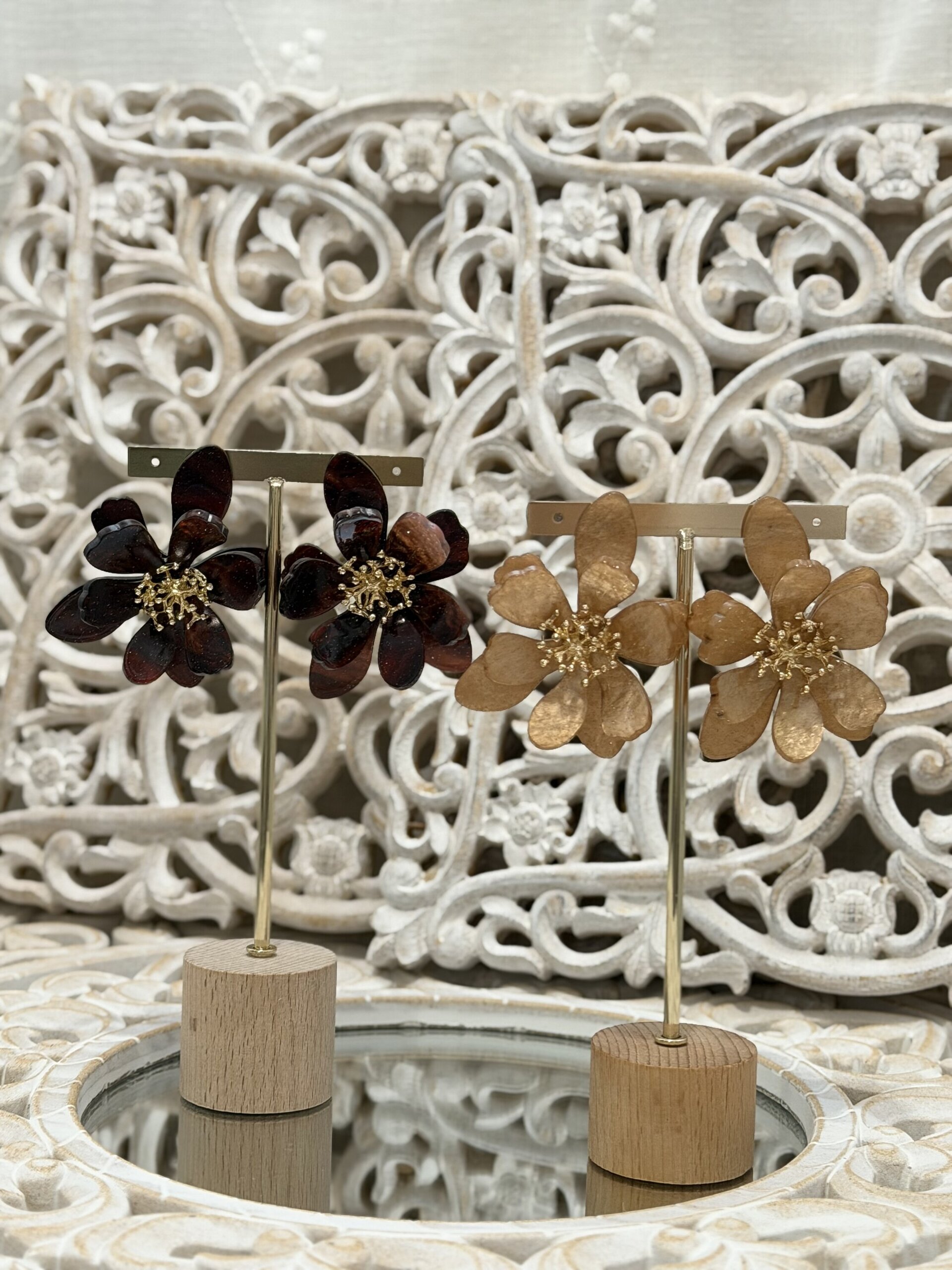 Pendientes flores efecto naca - 1