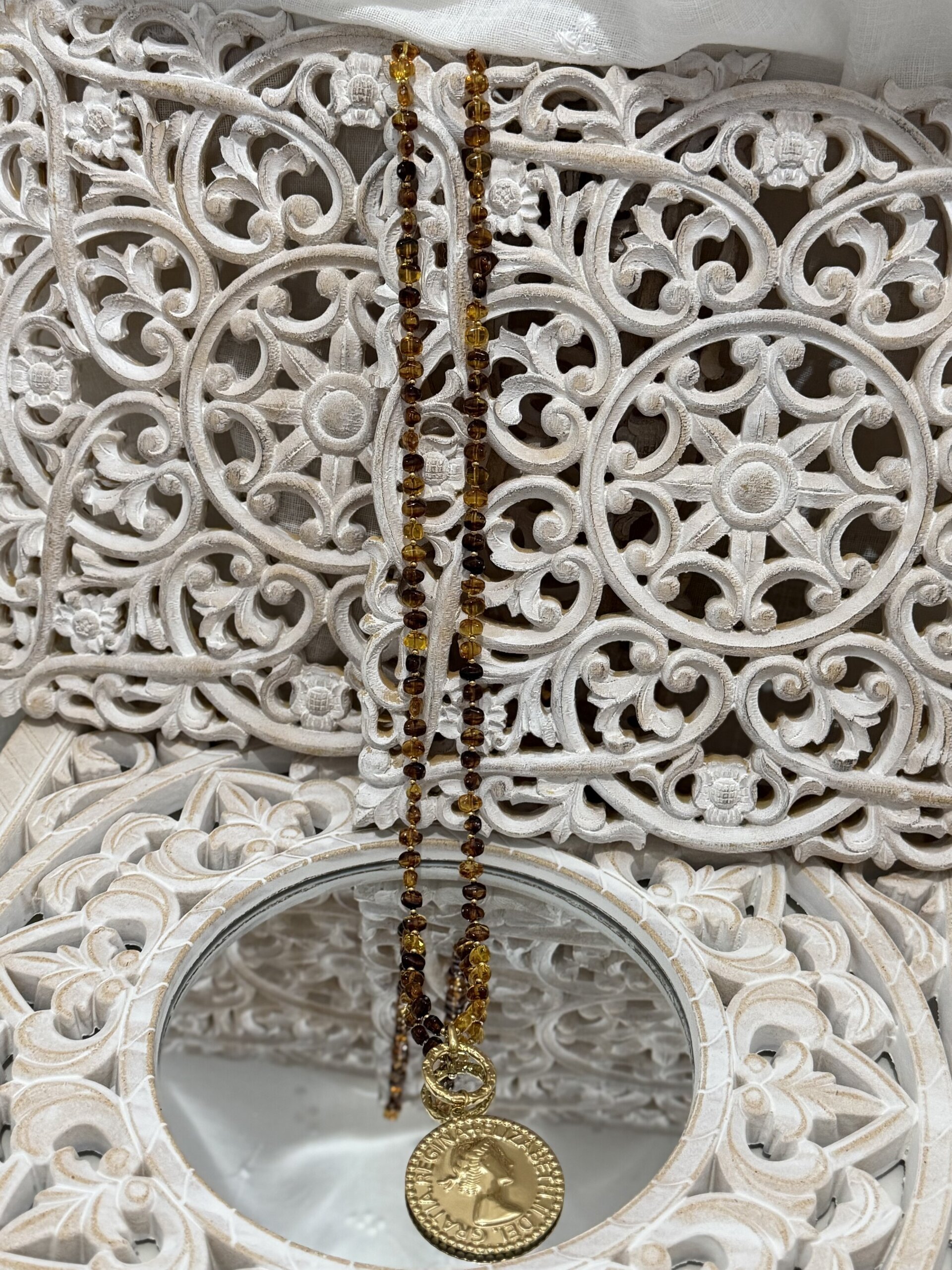 Collar largo moneda. - 1